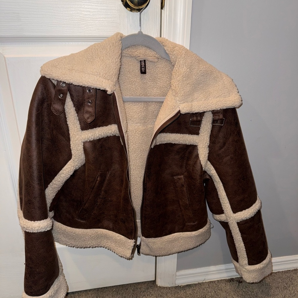 H&M Cream Shearling Jacket